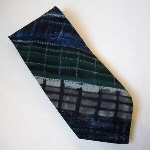 Ungaro Paris Neck Tie 100% Italian Silk Blue Green Gray Abstract Stripe Men's